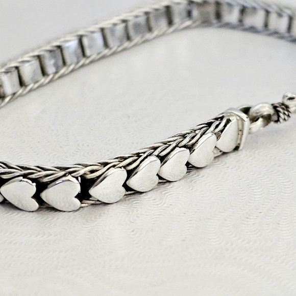 Very Rare Silpada Sterling Silver Interlocking Heart Hook Clasp Bracelet CCB608 - Picture 7 of 16